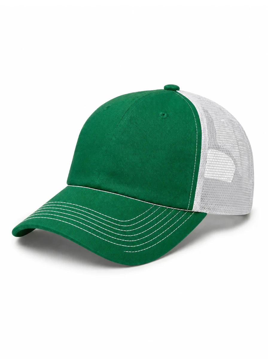 The Relaxed Contrast Trucker in Kelly Green / White