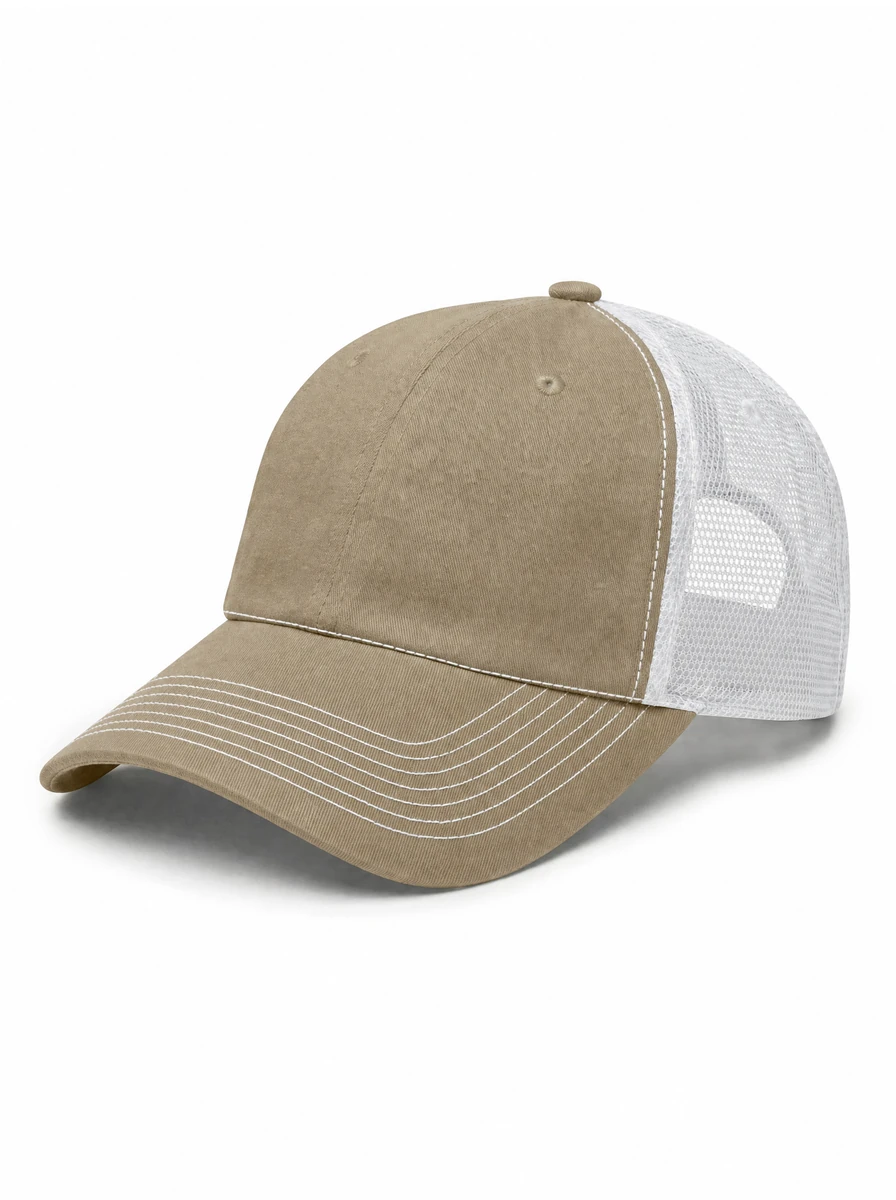 The Relaxed Contrast Trucker in Khaki / White