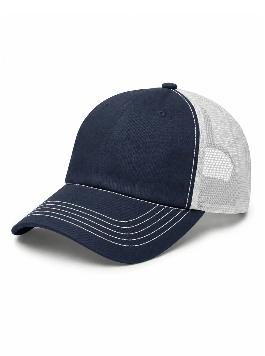 The Relaxed Contrast Trucker in Navy / White