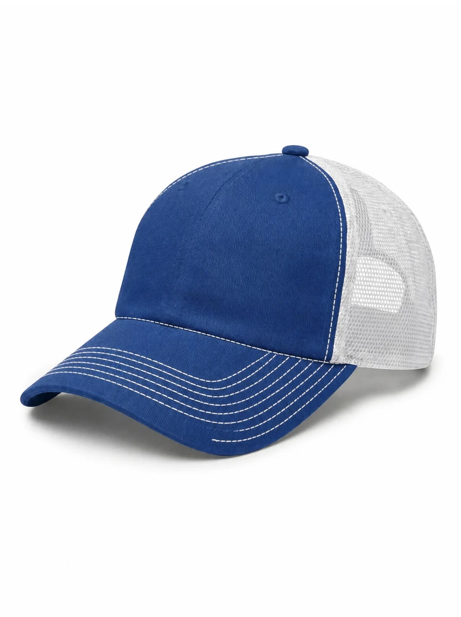 The Relaxed Contrast Trucker in Royal / White