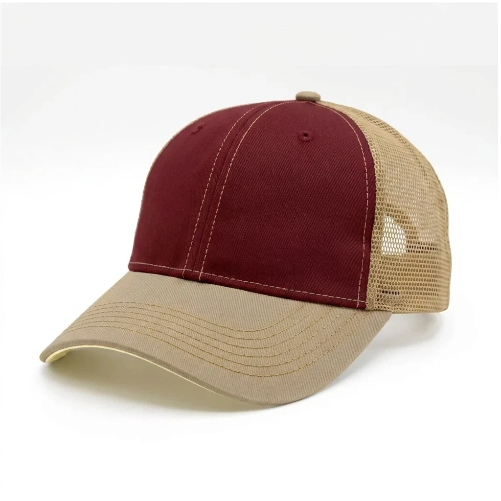 Tour-Style Trucker in Maroon / Khaki / Khaki / Cream
