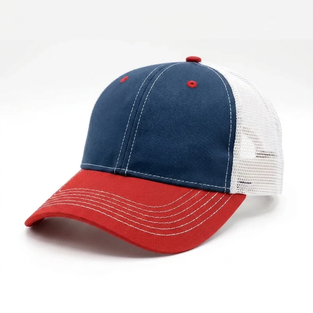 Tour-Style Trucker in Navy / White / Red / Navy