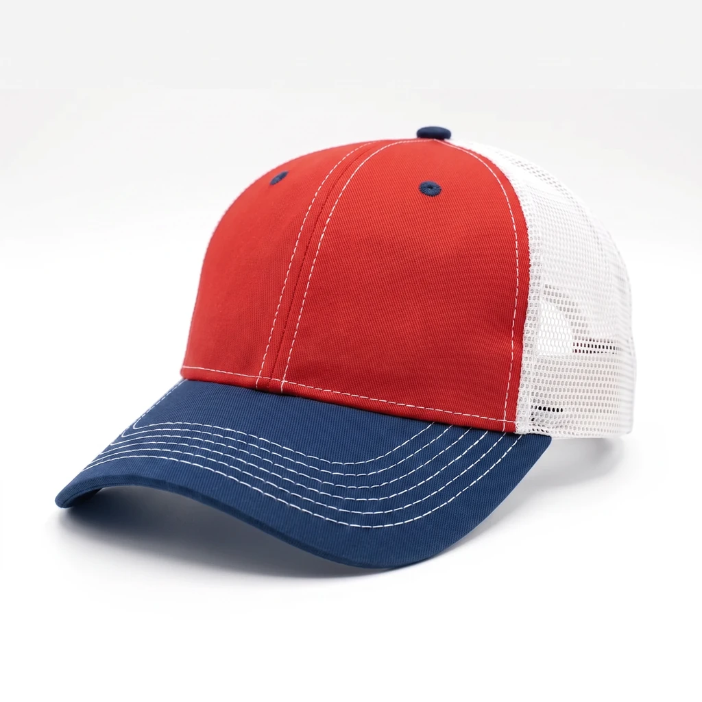 Tour-Style Trucker in Red / White / Navy / Navy