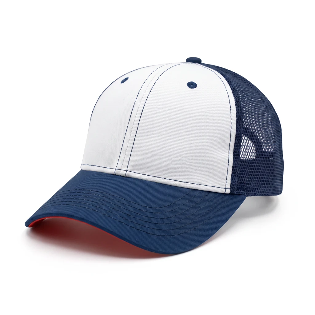 Tour-Style Trucker in White / Navy / Navy / Red