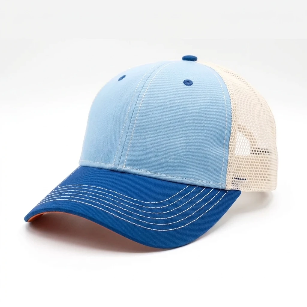 Tour-Style Trucker in Carolina Blue / Stone / Royal / Orange