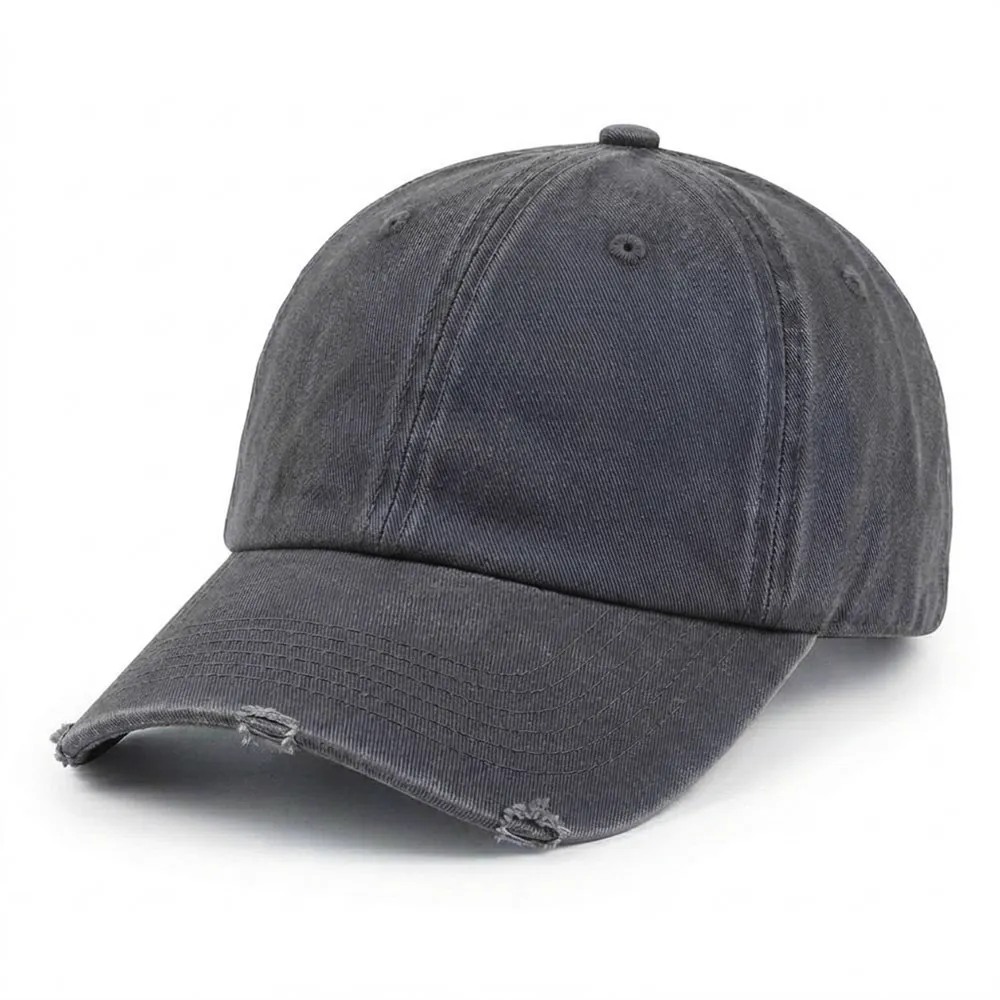 Washed & Distressed Cap in Charcoal
