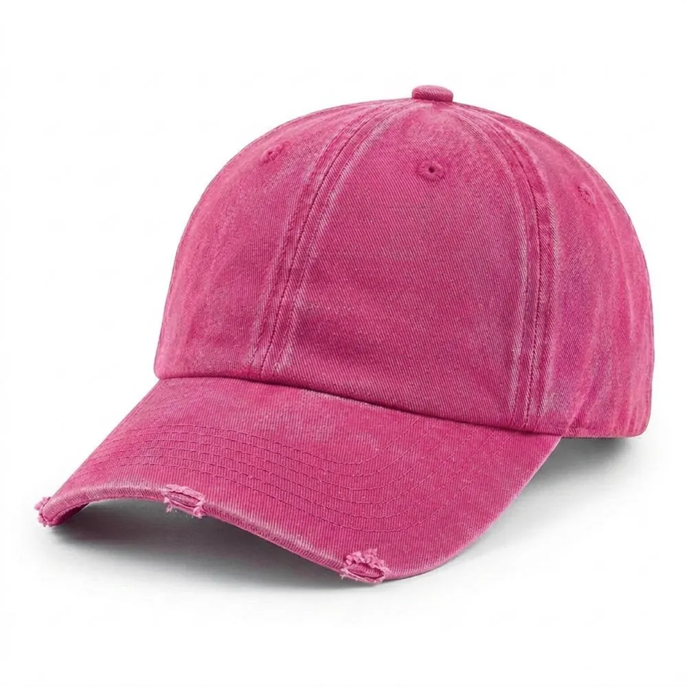 Washed & Distressed Cap in Hot Pink