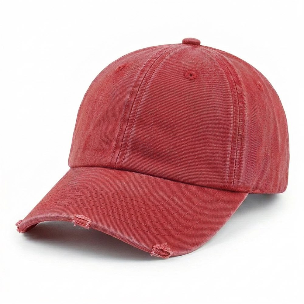 Washed & Distressed Cap in Red