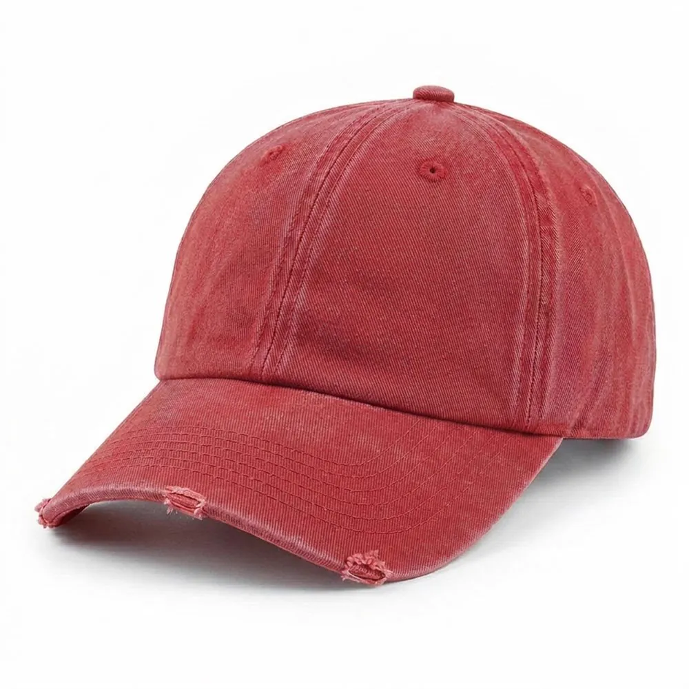 Washed & Distressed Cap in Red