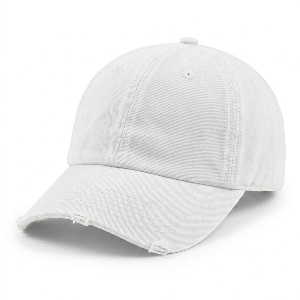 Washed & Distressed Cap in White