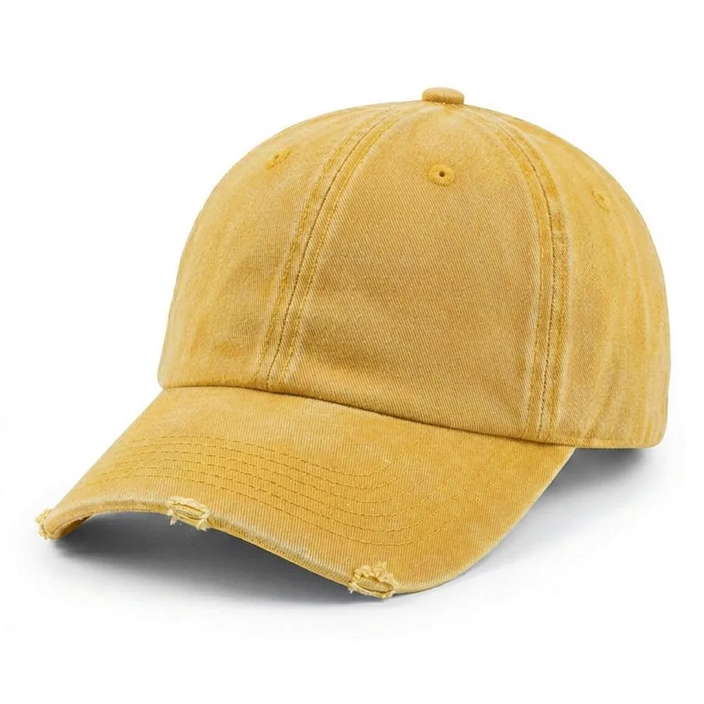 Washed & Distressed Cap in Yellow