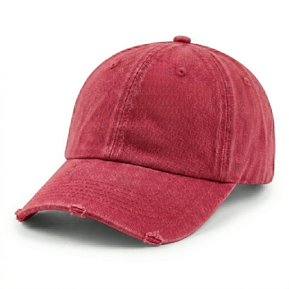 Washed & Distressed Cap in Crimson