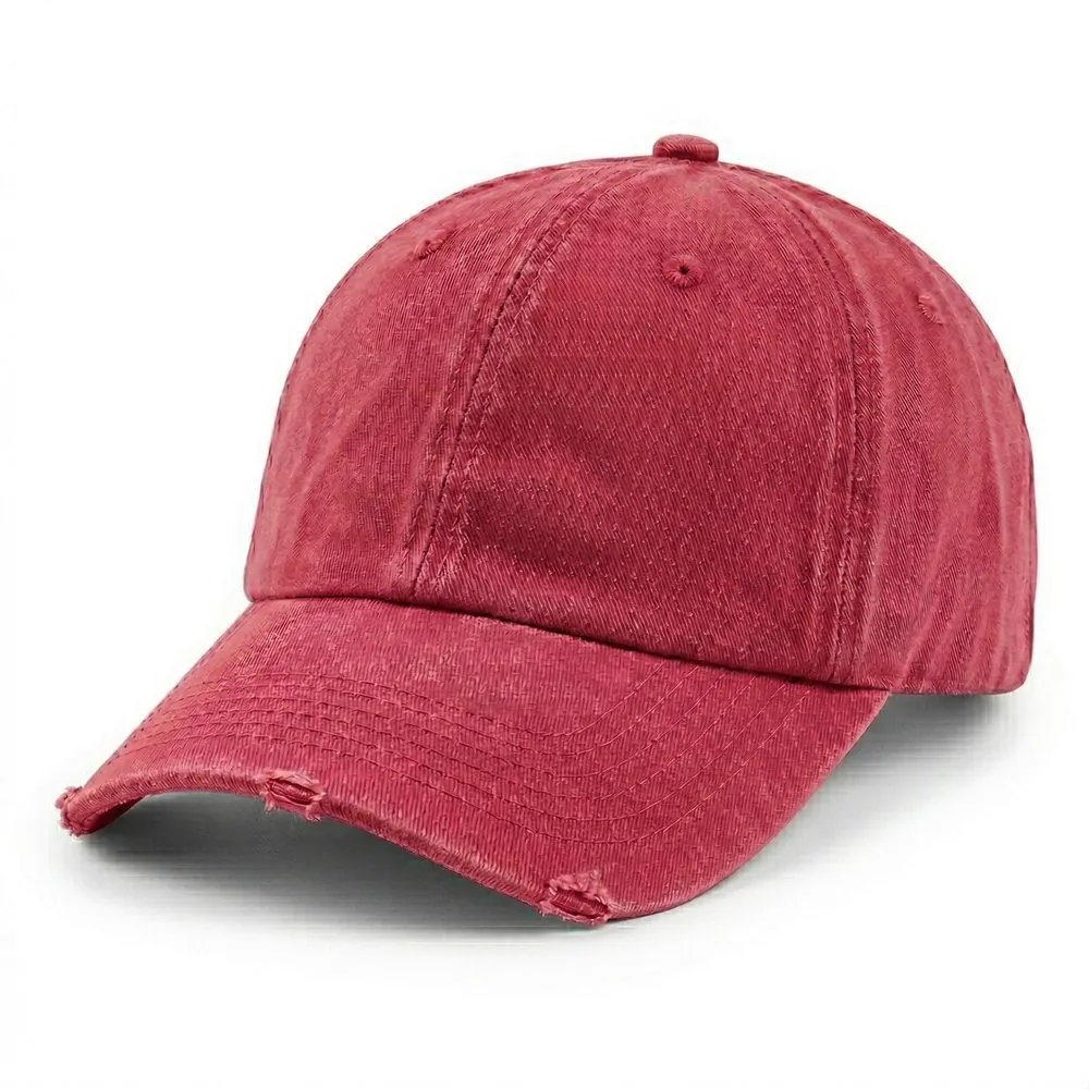 Washed & Distressed Cap in Crimson