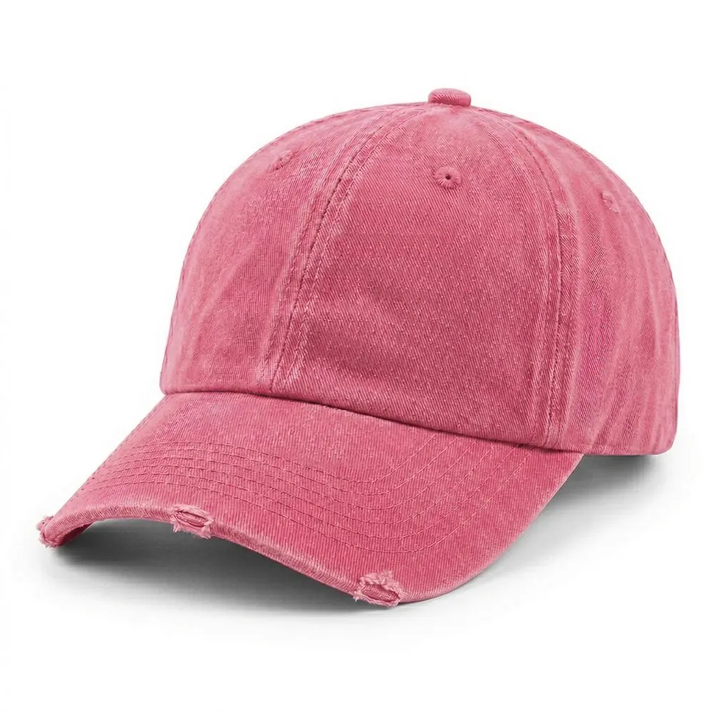 Washed & Distressed Cap in Dark Pink