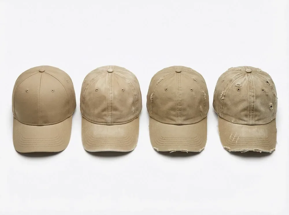 Distressed vintage-wash custom cap