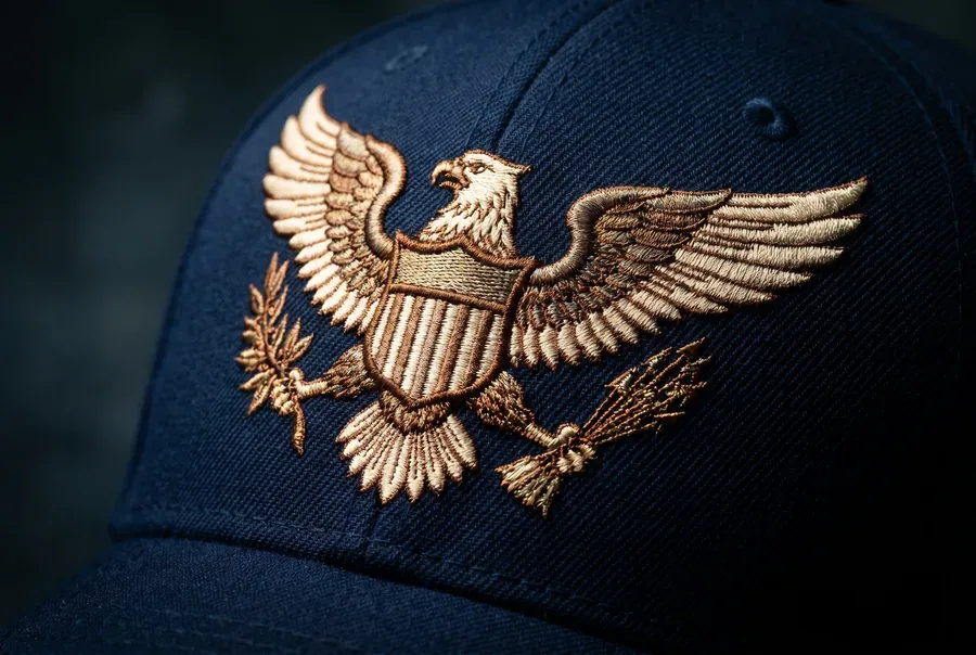 Flat embroidery close-up on a custom cap