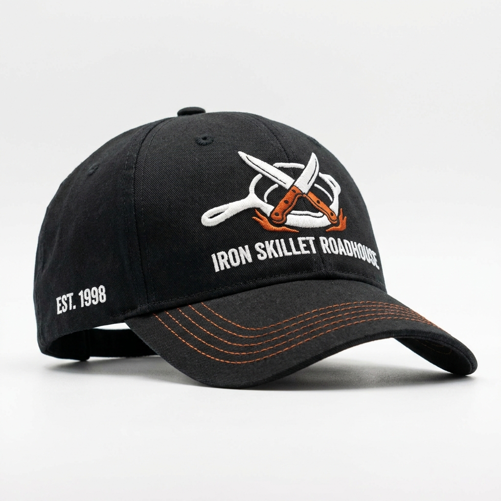 Tan trucker cap with laser-engraved leather patch