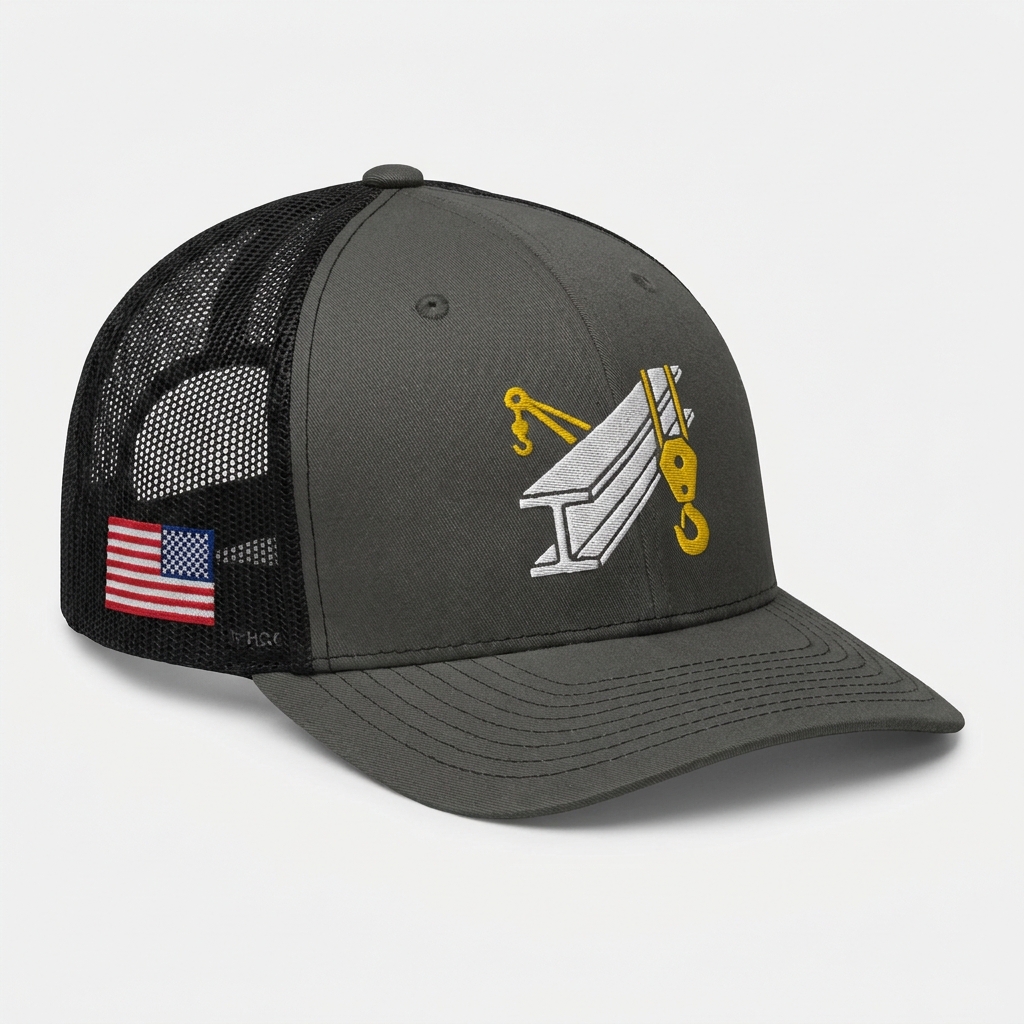 Navy cap with bold raised 3D puff monogram embroidery